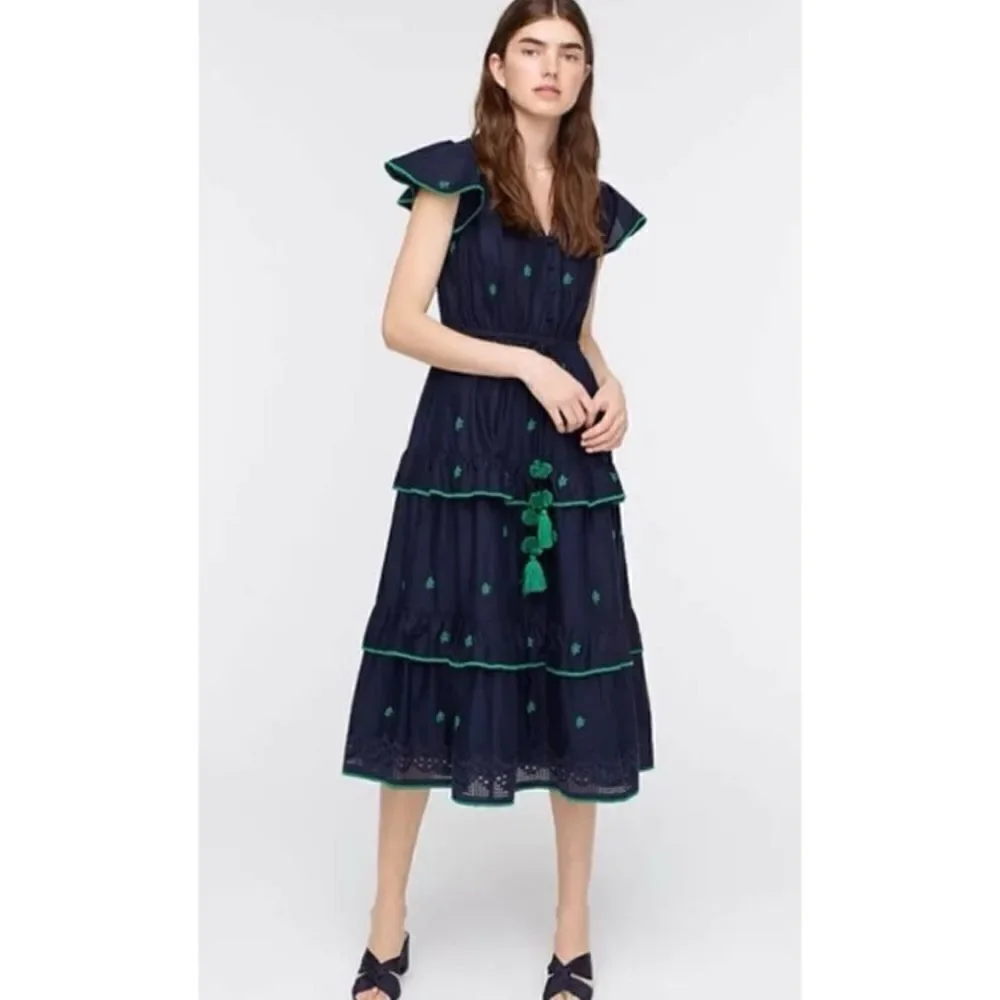 J.Crew Embroidered Midi Dress In Cotton Voile Size 10 / Néw No Tags
